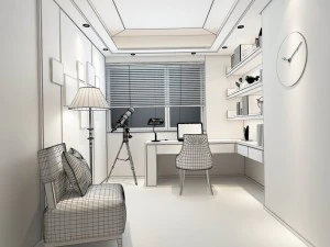family - office - study room -0207 3D Model