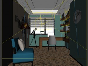 family - office - study room -0207 Modello 3D