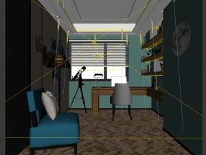 family - office - study room -0207 3D Model