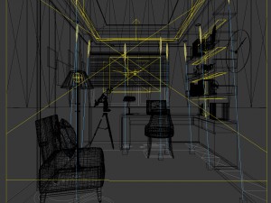 family - office - study room -0207 Modello 3D