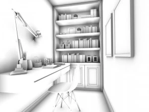 family - office - study room -0209 3D Model