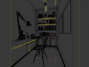 family - office - study room -0209 Modelo 3D
