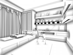 family - office - study room -0210 3D Model