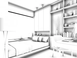 family - office - study room -0212 3D Model