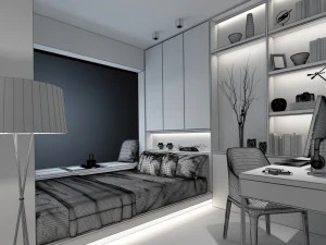 family - office - study room -0212 3D Model
