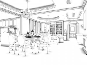 family - kitchen - restaurant 04 3D Model