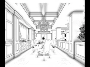 family - kitchen - restaurant 15 3D Model
