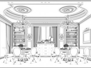 family - kitchen - restaurant 17 3D 모델