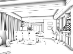 family - kitchen - restaurant 55 3D Model