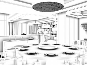 family - kitchen - restaurant 66 Model 3D