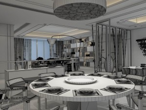 family - kitchen - restaurant 66 Model 3D