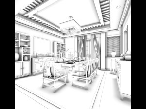 family - kitchen - restaurant 84 3D Модель