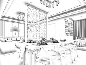 family - kitchen - restaurant 91 Model 3D