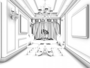 family - kitchen - restaurant 92 Model 3D