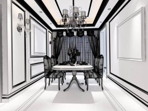 family - kitchen - restaurant 92 Model 3D