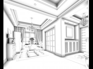 family - kitchen - restaurant 98 Model 3D