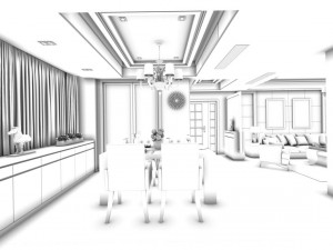 family - kitchen - restaurant 116 Modèle 3D
