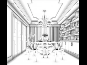 family - kitchen - restaurant 123 3D Model
