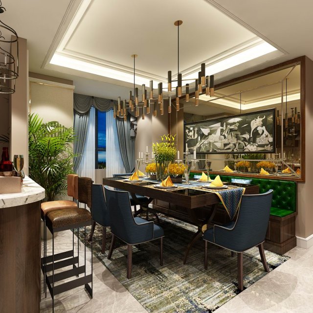 family - kitchen - restaurant 140 3D Model .c4d .max .obj .3ds .fbx .stl .blend 