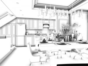 family - kitchen - restaurant 140 3D Model