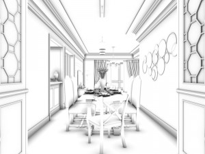 family - kitchen - restaurant 141 Model 3D