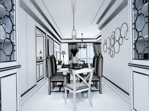 family - kitchen - restaurant 141 Model 3D