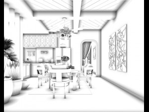 family - kitchen - restaurant 150 3D Model
