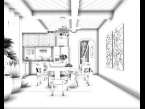 family - kitchen - restaurant 150 3D Model