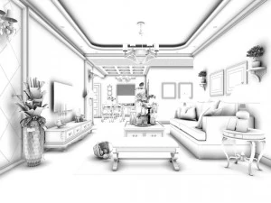 family - kitchen - restaurant 159 3D Model