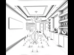 family - kitchen - restaurant 180 3D Model