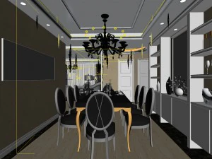 family - kitchen - restaurant 180 3D Model
