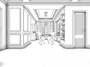 family - kitchen - restaurant 182 Model 3D