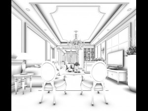 family - kitchen - restaurant 182 Model 3D