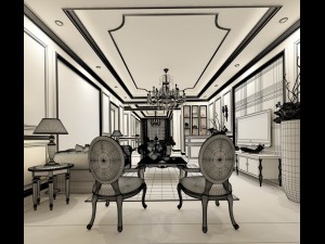 family - kitchen - restaurant 182 Model 3D