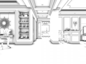 family - kitchen - restaurant 182 Model 3D