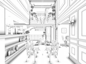 family - kitchen - restaurant 202 3D Model