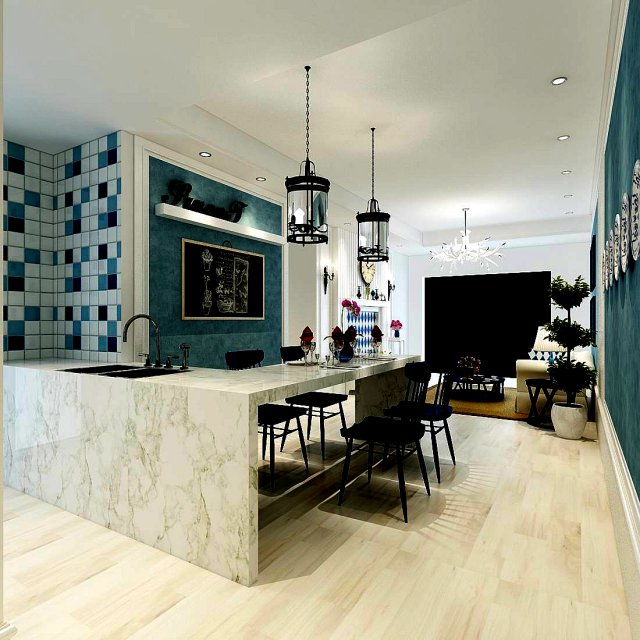 family - kitchen - restaurant 205 Modelo 3D .c4d .max .obj .3ds .fbx .stl .blend 