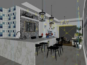 family - kitchen - restaurant 205 3D Model