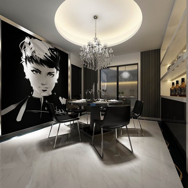 family - kitchen - restaurant 207 3D Модель .c4d .max .obj .3ds .fbx .stl .blend 