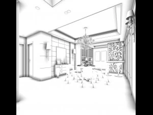 family - kitchen - restaurant 208 3D Model