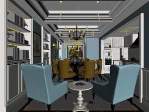 family - kitchen - restaurant 213 Model 3D