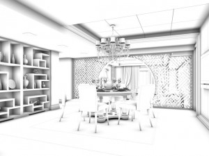 family - kitchen - restaurant 216 Modèle 3D