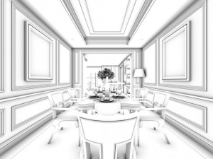 family - kitchen - restaurant 235 Model 3D