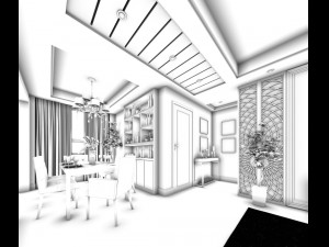 family - kitchen - restaurant 245 Model 3D