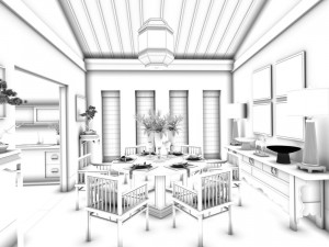 family - kitchen - restaurant 252 Modello 3D