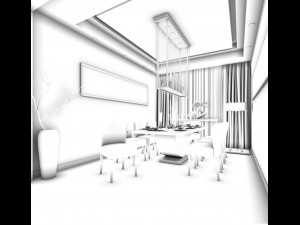 family - kitchen - restaurant 272 Model 3D