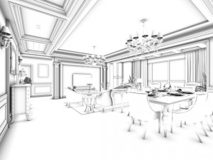 family - kitchen - restaurant 308 Model 3D