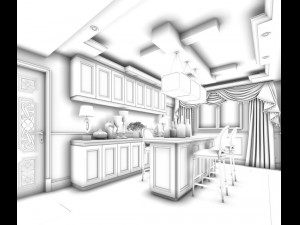 family - kitchen - restaurant 322 Modèle 3D