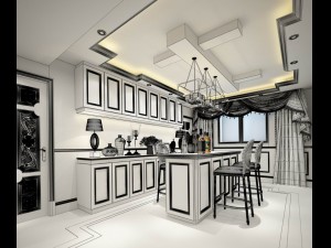 family - kitchen - restaurant 322 Modèle 3D