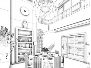 family - kitchen - restaurant 324 Model 3D